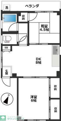 ベルハイム(2DK/1階)の間取り写真