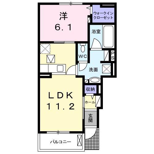 エスポワール(1LDK/1階)の間取り写真