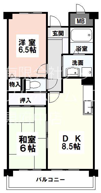 龍の樹マンション(2DK/2階)の間取り写真