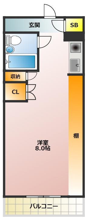 ブレアハウス(ワンルーム/3階)の間取り写真