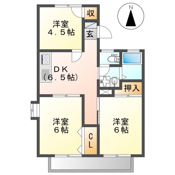 メゾン天王A(3DK/2階)の間取り写真