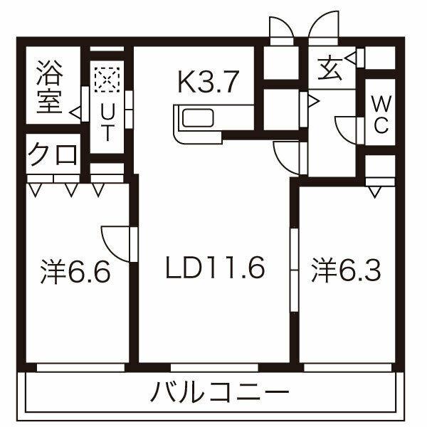 ウエストビレッジ(2LDK/2階)の間取り写真
