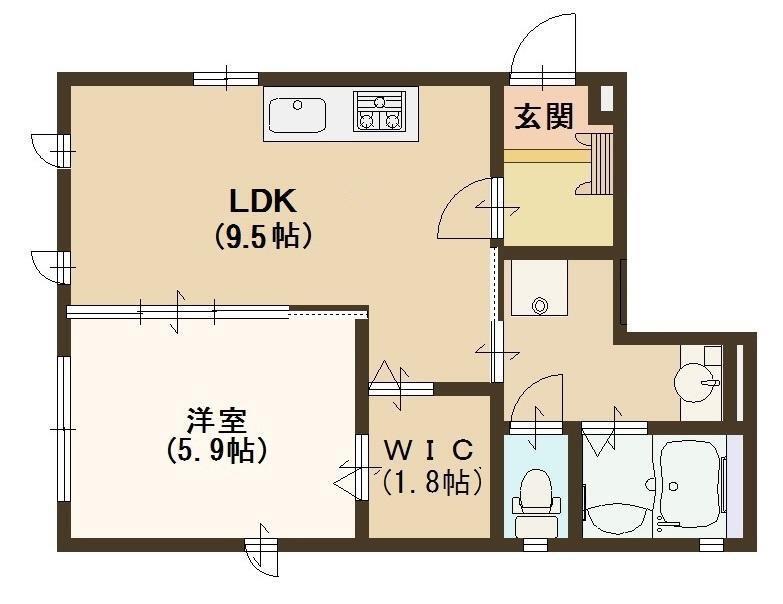 ルシェール東難波II(1LDK/1階)の間取り写真