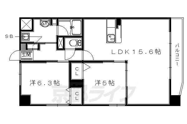 プライマリーレジデンス宇治黄檗(2LDK/3階)の間取り写真