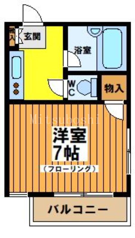 エンゼル宮本(1K/3階)の間取り写真