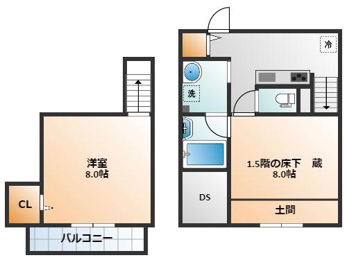 ルミウス(1K/1階)の間取り写真