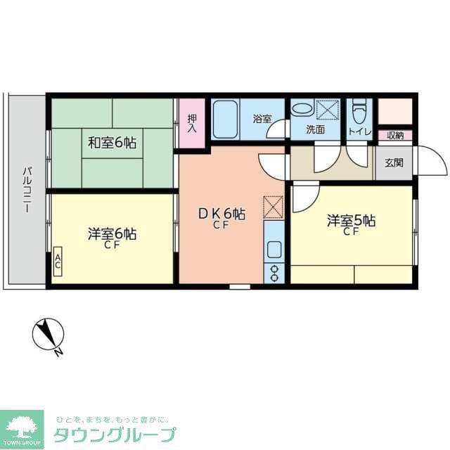 鶴見ガーデンハイム(3DK/2階)の間取り写真