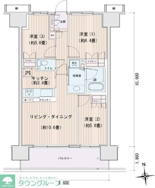 エスティメゾン豊洲レジデンス B棟(3LDK/6階)の間取り写真