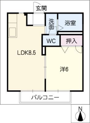 メゾン エスポワールA棟(1LDK/2階)の間取り写真