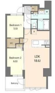 S-RESIDENCE谷町六丁目ALO(2LDK/2階)の間取り写真