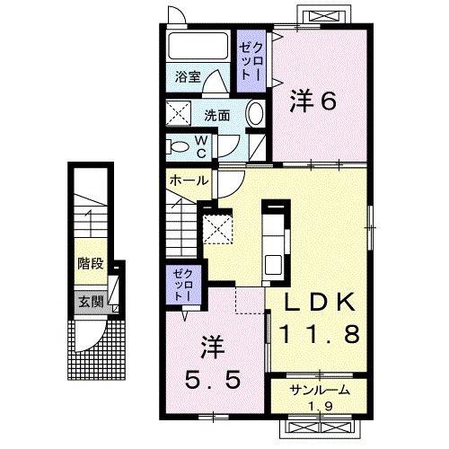 エアリーガーデンIII(2LDK/2階)の間取り写真