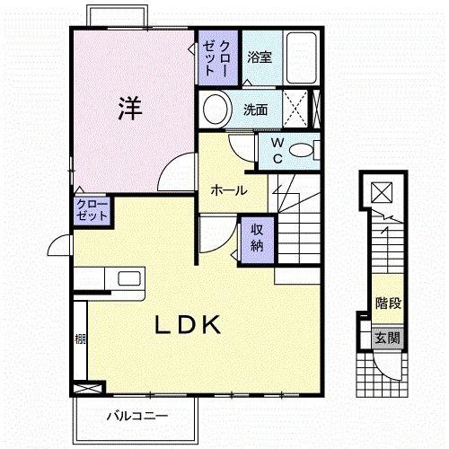ハーモニー(1LDK/2階)の間取り写真