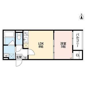 クラスティーネ若江西クラスティーネワカエニシ(1LDK/2階)の間取り写真