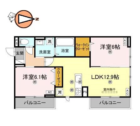 エムフルージュ(2LDK/2階)の間取り写真