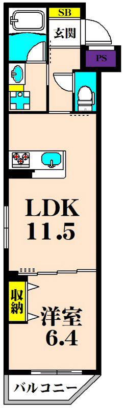LIEN(1LDK/3階)の間取り写真