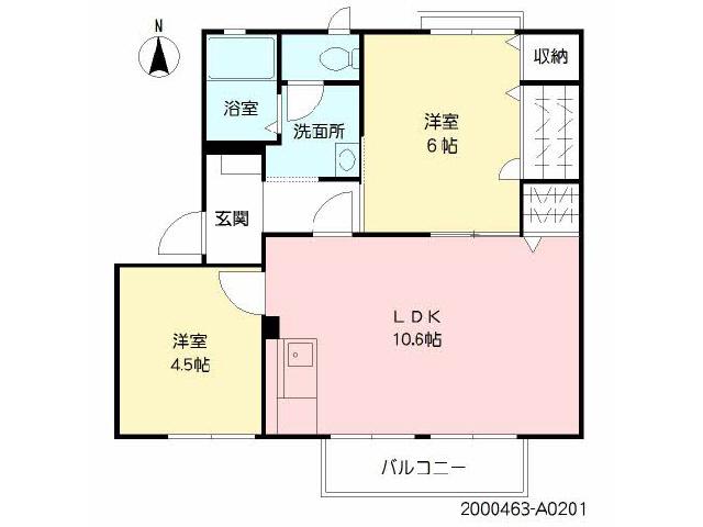 ウィズN(2LDK/2階)の間取り写真