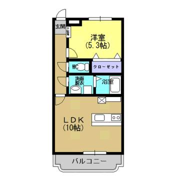 NAGI西(1LDK/1階)の間取り写真