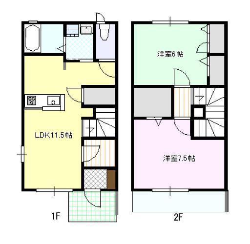 レトアテラス西柳(2LDK/1階)の間取り写真