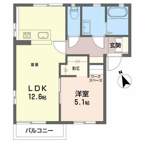 富貴原ハイツ(1LDK/2階)の間取り写真