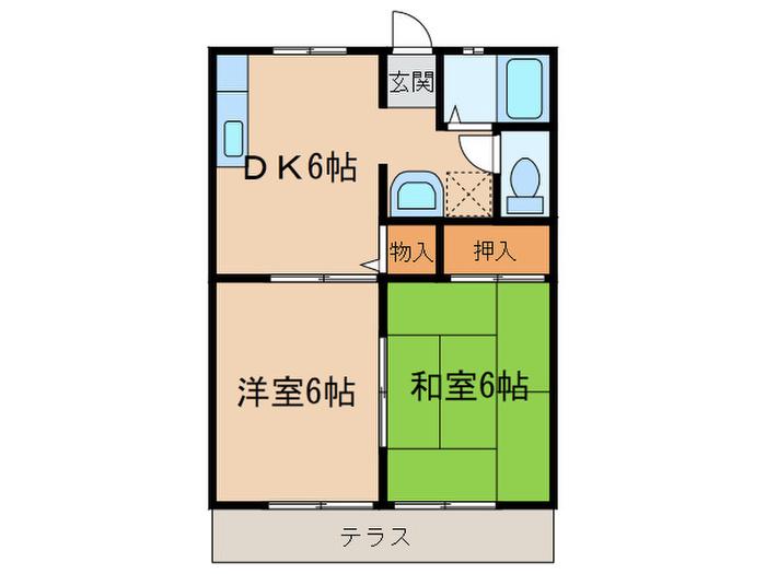 コルポカステロII(2DK/1階)の間取り写真