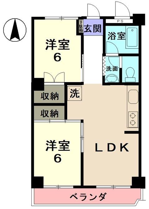 ロイヤルマンション(2LDK/6階)の間取り写真