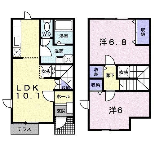 プレ・リヴィエール(2LDK/1階)の間取り写真