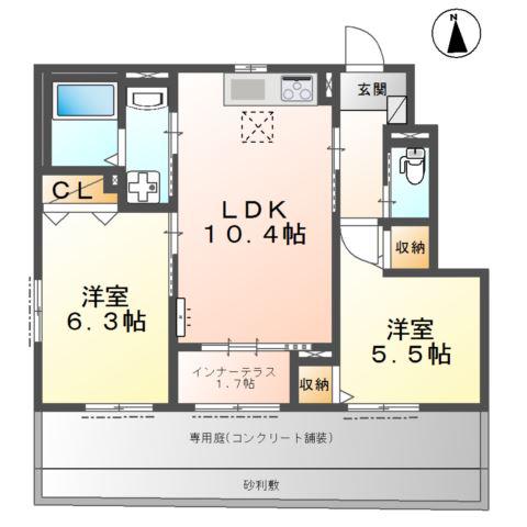 CORAZON江戸町(2LDK/1階)の間取り写真