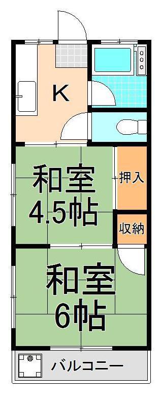 佐野コーポ(2K/2階)の間取り写真
