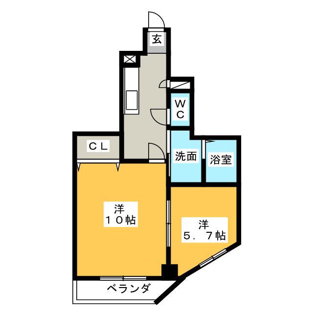 エローラ 藤枝(2K/6階)の間取り写真