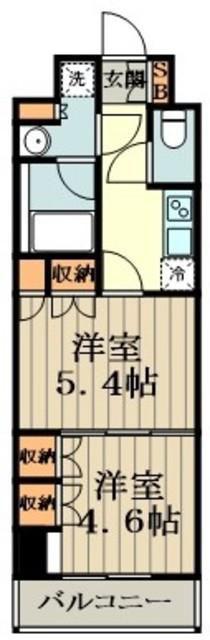 プライムアーバン小金井本町(2K/4階)の間取り写真
