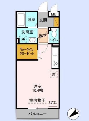 PRENDRE(ワンルーム/3階)の間取り写真