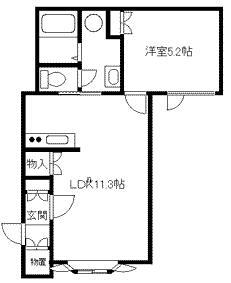 タウンズ6.1(1LDK/2階)の間取り写真