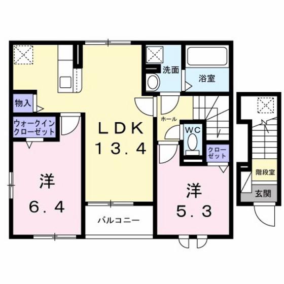 メゾン カルム(2LDK/2階)の間取り写真