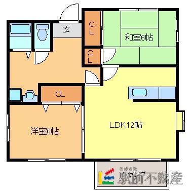 UCHINOハイツI(2LDK/1階)の間取り写真