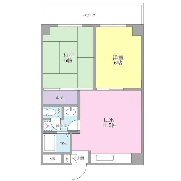 新横浜ミユキマンション(2LDK/3階)の間取り写真
