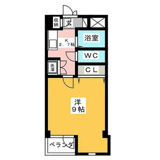 アルビオンシティ厚木関口(1K/2階)の間取り写真