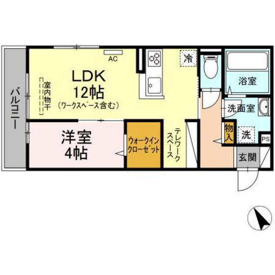 ソレイユ緑井(1LDK/3階)の間取り写真