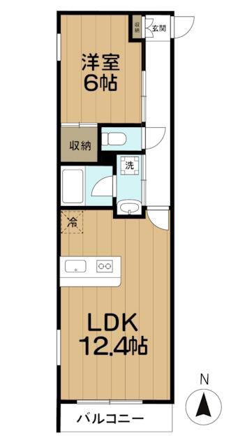 パティオ市谷(1LDK/2階)の間取り写真
