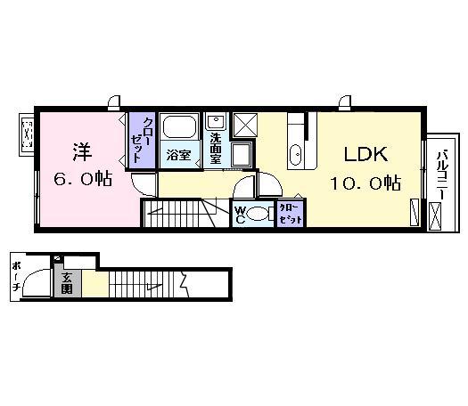CASA 18(1LDK/2階)の間取り写真