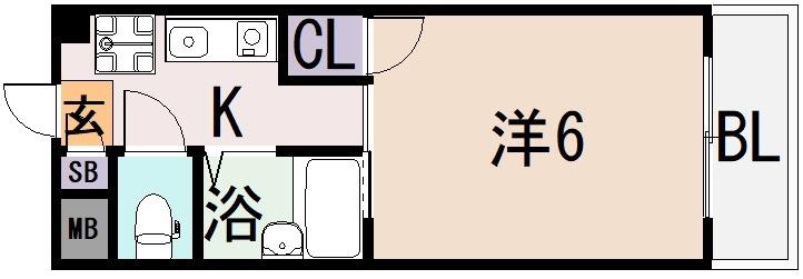 ビクトワール小阪(1K/3階)の間取り写真