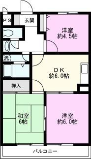シャイン関根(3DK/2階)の間取り写真