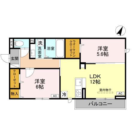 CLASSEUM幸西I 205(2LDK/2階)の間取り写真