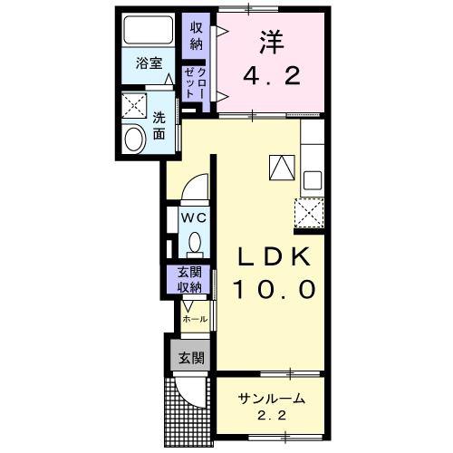 グランコートI(1LDK/1階)の間取り写真
