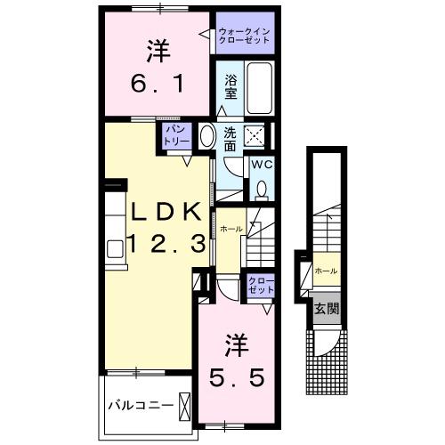 フォレ リジェール(2LDK/2階)の間取り写真