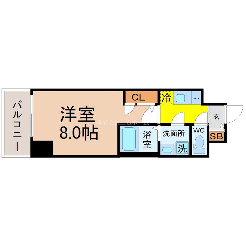 エスリード泉プライム(1K/8階)の間取り写真