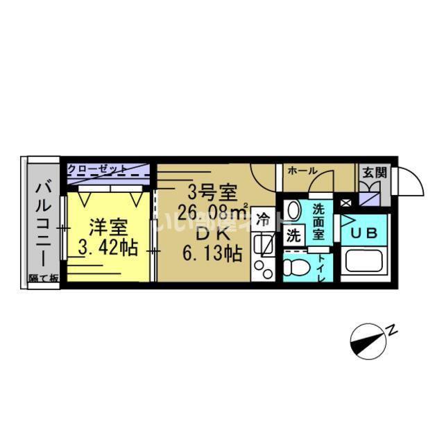 シャルム都賀(1DK/3階)の間取り写真