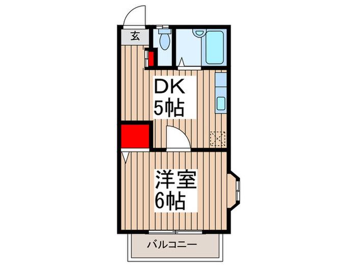 東武東上線 鶴瀬駅 徒歩25分 2階建 築33年(1DK/2階)の間取り写真
