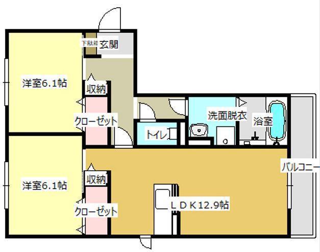 セジュールメグIII(2LDK/3階)の間取り写真