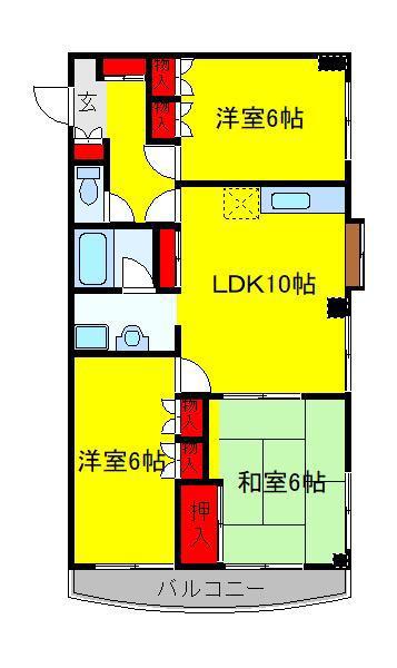 マヤビル(3LDK/2階)の間取り写真