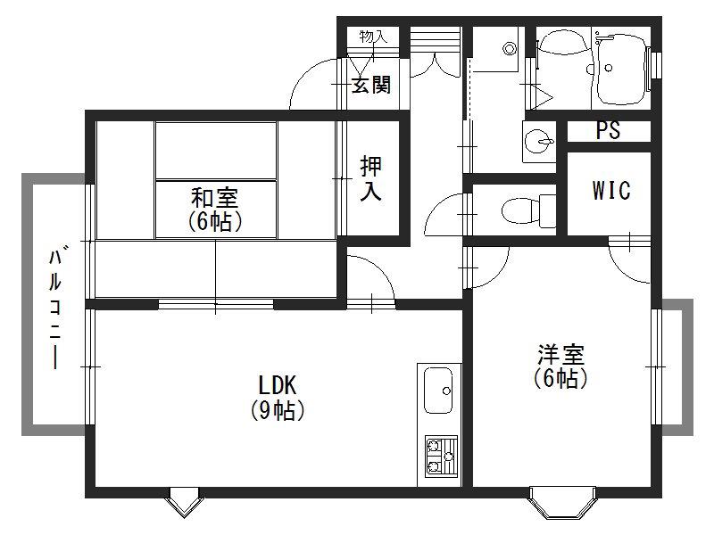 パレスロード桂(2LDK/2階)の間取り写真